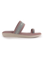 Women Lavender Embellished Slip-On Toe Ring Ortho Flats with Dual Strap | Sandals for Wedding, Party and Ethnic Wear