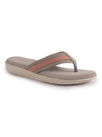Women Grey Embellished Slip-On T-Strap Flats with Ortho Cushioned Insole | Thong Sandals for Wedding, Party | Flat Slippers for Daily Wear