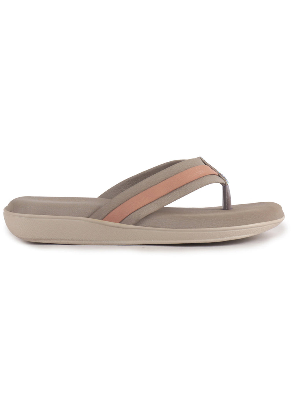 Women Grey Embellished Slip-On T-Strap Flats with Ortho Cushioned Insole | Thong Sandals for Wedding, Party | Flat Slippers for Daily Wear