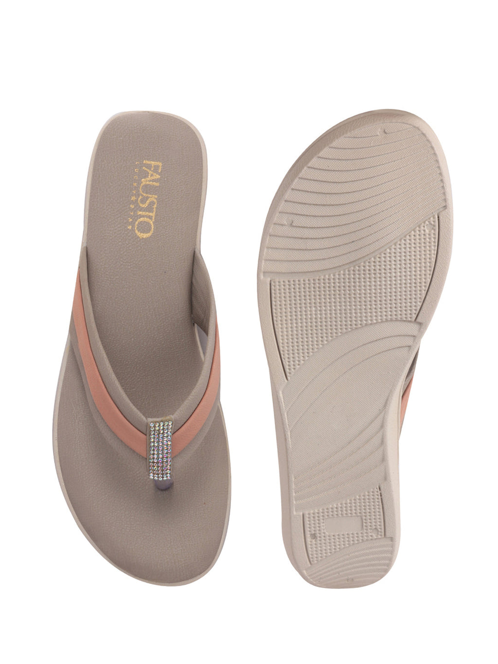 Women Grey Embellished Slip-On T-Strap Flats with Ortho Cushioned Insole | Thong Sandals for Wedding, Party | Flat Slippers for Daily Wear