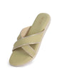 Women Green Embellished Slip-On Open Toe Ortho Flats with Cross Strap | Sandals for Wedding, Party, Ethnic Wear | All Day Flat Slippers