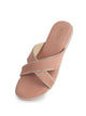 Women Pink Embellished Slip-On Open Toe Ortho Flats with Cross Strap | Sandals for Wedding, Party, Ethnic Wear | All Day Flat Slippers