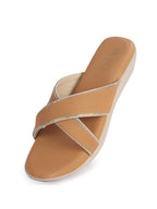 Women Yellow Embellished Slip-On Open Toe Ortho Flats with Cross Strap | Sandals for Wedding, Party, Ethnic Wear | All Day Flat Slippers