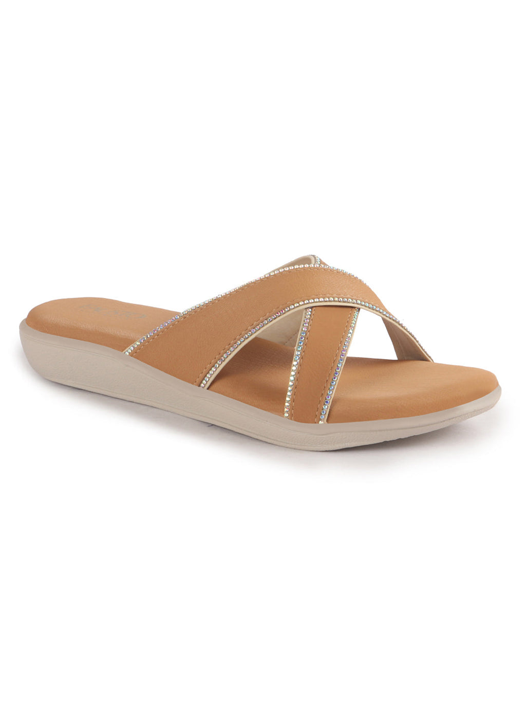 Women Yellow Embellished Slip-On Open Toe Ortho Flats with Cross Strap | Sandals for Wedding, Party, Ethnic Wear | All Day Flat Slippers