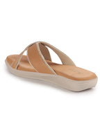Women Yellow Embellished Slip-On Open Toe Ortho Flats with Cross Strap | Sandals for Wedding, Party, Ethnic Wear | All Day Flat Slippers