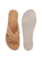 Women Yellow Embellished Slip-On Open Toe Ortho Flats with Cross Strap | Sandals for Wedding, Party, Ethnic Wear | All Day Flat Slippers