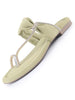 Women Green Elegant Toe-Ring Embellished Flat Slip On Sandals|Party Slippers with Soft Cushioned Insole|Festive and Casual Outings