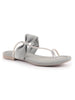 Women Light Grey Elegant Toe-Ring Embellished Flat Slip On Sandals|Party Slippers with Soft Cushioned Insole|Festive and Casual Outings