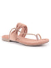 Women Pink Elegant Toe-Ring Embellished Flat Slip On Sandals|Party Slippers with Soft Cushioned Insole|Festive and Casual Outings