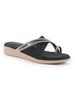 Women Black Embellished Shimmery Cross Strap Toe Ring Wedding Slip On Slippers|Soft Cushioned Footbed Wedge Sandals|Party, Mehndi, Festive