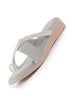 Women Light Grey Embellished Shimmery Cross Strap Toe Ring Wedding Slip On Slippers|Soft Cushioned Footbed Wedge Sandals|Party, Mehndi, Festive