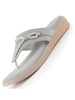 Women Light Grey Embellished Wedding Slip-On Flats with Bow Design Studded T-Strap|Ethnic Wedge Sandals with Cushioned Insole|Party, Festive