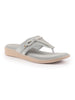 Women Light Grey Embellished Wedding Slip-On Flats with Bow Design Studded T-Strap|Ethnic Wedge Sandals with Cushioned Insole|Party, Festive