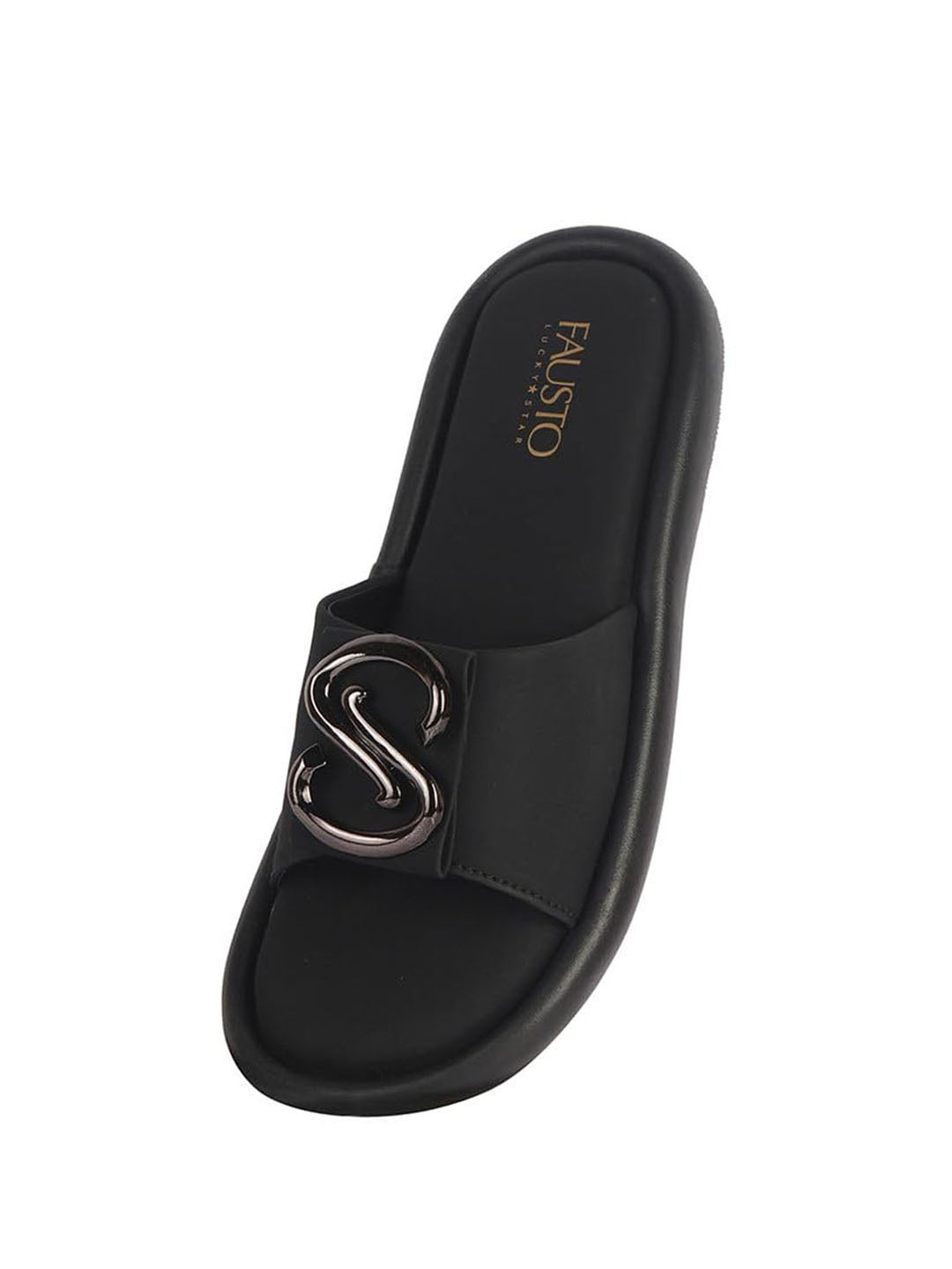 Women Black Open Toe Flat Buckle Slip On Sliders | Cushioned Insole Slippers with Extra Comfort | Trendy Flat House Sandals for All Day Wear