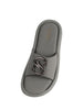 Women Grey Open Toe Flat Buckle Slip On Sliders | Cushioned Insole Slippers with Extra Comfort | Trendy Flat House Sandals for All Day Wear