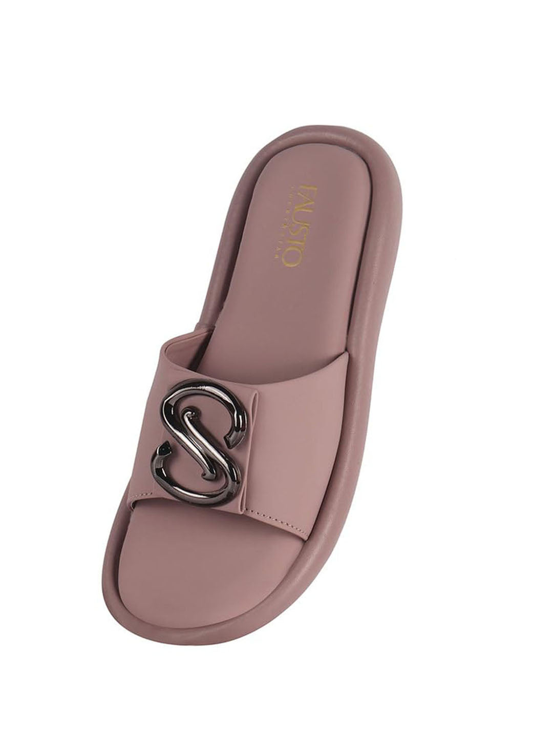 Women Peach Open Toe Flat Buckle Slip On Sliders | Cushioned Insole Slippers with Extra Comfort | Trendy Flat House Sandals for All Day Wear