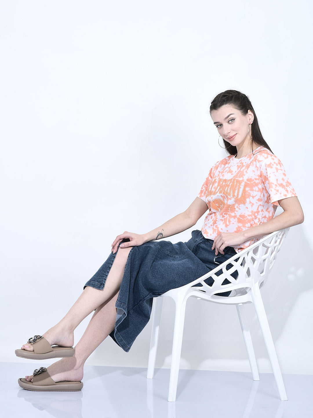 Women Tan Open Toe Flat Buckle Slip On Sliders | Cushioned Insole Slippers with Extra Comfort | Trendy Flat House Sandals for All Day Wear