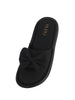 Women Black Open Toe Bow Design Slip On Sliders | Extra Comfort Cushioned Insole Slippers | Classic Flat Sandals for All Day Long