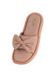 Women Pink Open Toe Bow Design Slip On Sliders | Extra Comfort Cushioned Insole Slippers | Classic Flat Sandals for All Day Long