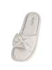 Women White Open Toe Bow Design Slip On Sliders | Extra Comfort Cushioned Insole Slippers | Classic Flat Sandals for All Day Long