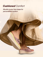 women lavender buckle design wedge heel sandals|comfortable slip-on platform slides for all day wear, casual and party|soft cushioned insole