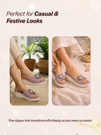women lavender buckle design wedge heel sandals|comfortable slip-on platform slides for all day wear, casual and party|soft cushioned insole