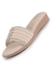 Women Cream Rhinestone Strap Wedge Heel Ethnic Slip On Sandals for Wedding, Anarkali, Indo-Western Dress|Open Toe Ortho Slippers with Soft Cushioned Footbed