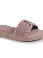 Women Lavender Rhinestone Strap Wedge Heel Ethnic Slip On Sandals for Wedding, Anarkali, Indo-Western Dress|Open Toe Ortho Slippers with Soft Cushioned Footbed