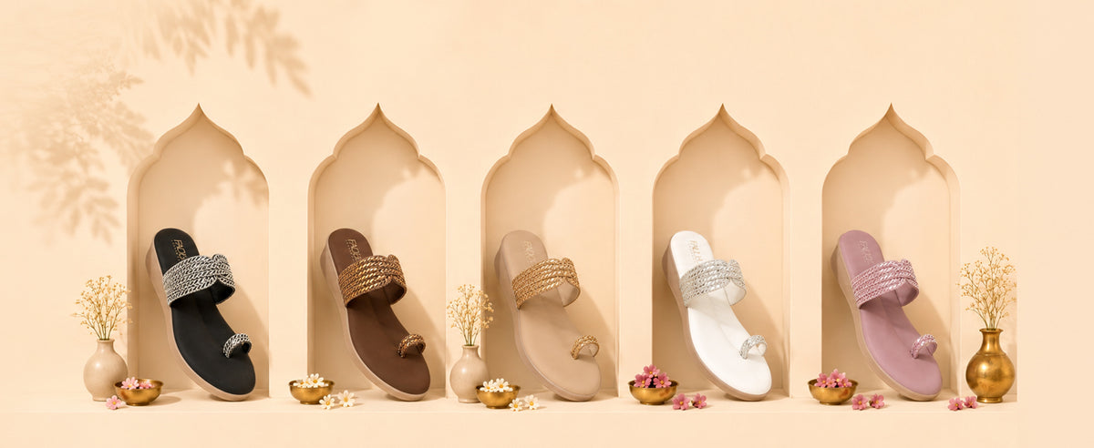 Women Khaki Toe Ring Crystal Strap Slip-On Ethnic Party Dress Sandals|Low Heel Wedge Slip On Ortho Slippers|Perfect for Wedding, Indian Festivals, Traditionals