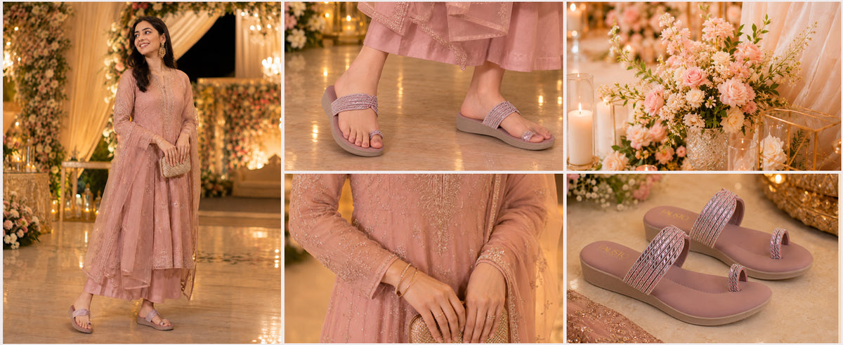 Women Khaki Toe Ring Crystal Strap Slip-On Ethnic Party Dress Sandals|Low Heel Wedge Slip On Ortho Slippers|Perfect for Wedding, Indian Festivals, Traditionals