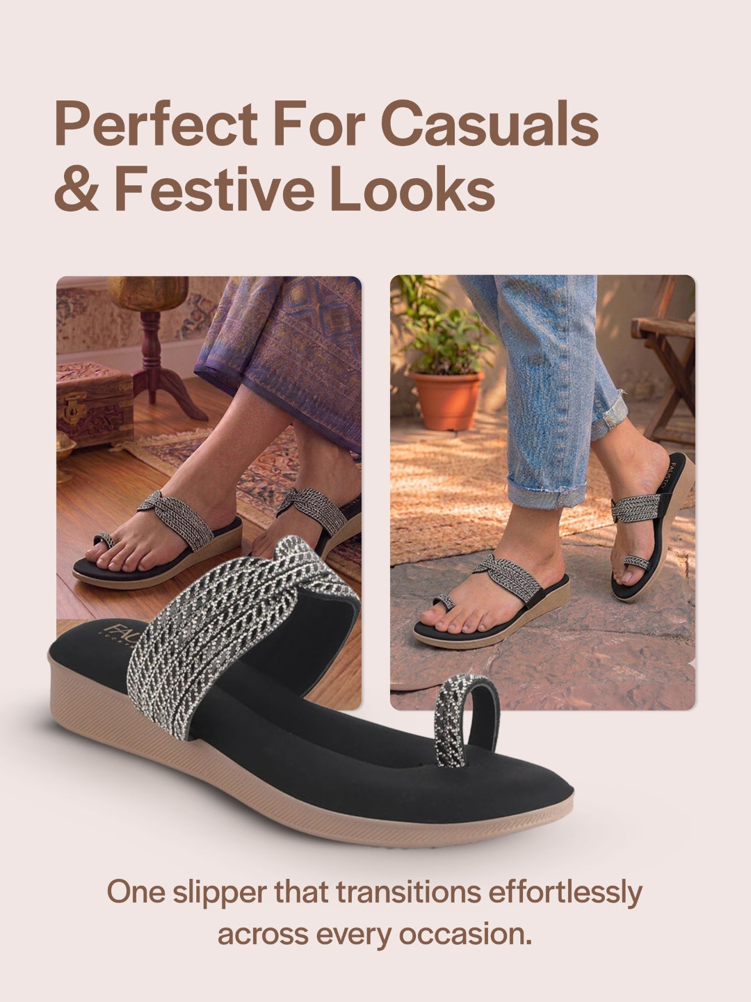 flat ethnic slippers women