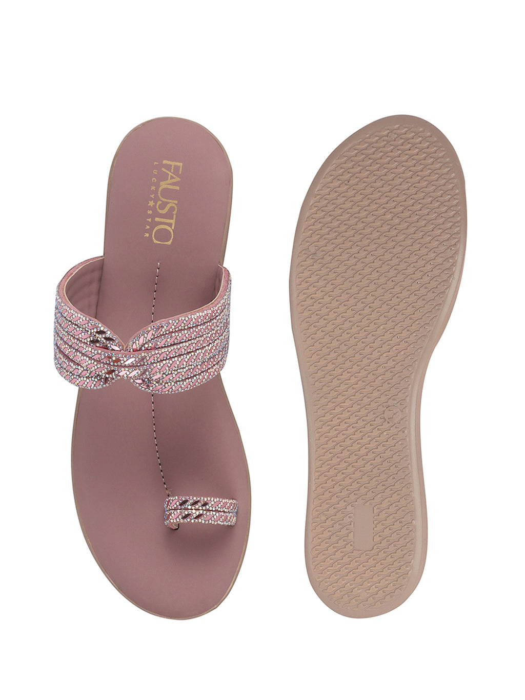 Women Lavender Toe Ring Crystal Strap Slip-On Ethnic Party Dress Sandals|Low Heel Wedge Slip On Ortho Slippers|Perfect for Wedding, Indian Festivals, Traditionals