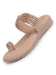 Women Pink Toe Ring Crystal Strap Slip-On Ethnic Party Dress Sandals|Low Heel Wedge Slip On Ortho Slippers|Perfect for Wedding, Indian Festivals, Traditionals