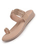 Women Pink Toe Ring Crystal Strap Slip-On Ethnic Party Dress Sandals|Low Heel Wedge Slip On Ortho Slippers|Perfect for Wedding, Indian Festivals, Traditionals