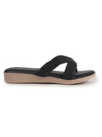 Women Black Bow Design Dual Strap Office Party Ortho Slip On Sandals|T-Strap Thong Slippers|Light Traditional Outfits, Festive Kurtis, Salwar Suit Set