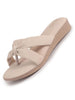 Women Cream Bow Design Dual Strap Office Party Ortho Slip On Sandals|T-Strap Thong Slippers|Light Traditional Outfits, Festive Kurtis, Salwar Suit Set