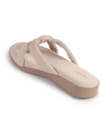 Women Cream Bow Design Dual Strap Office Party Ortho Slip On Sandals|T-Strap Thong Slippers|Light Traditional Outfits, Festive Kurtis, Salwar Suit Set