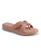 Women Pink Bow Design Dual Strap Office Party Ortho Slip On Sandals|T-Strap Thong Slippers|Light Traditional Outfits, Festive Kurtis, Salwar Suit Set