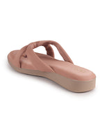 Women Pink Bow Design Dual Strap Office Party Ortho Slip On Sandals|T-Strap Thong Slippers|Light Traditional Outfits, Festive Kurtis, Salwar Suit Set