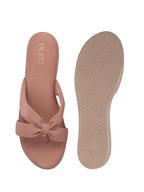 Women Pink Bow Design Dual Strap Office Party Ortho Slip On Sandals|T-Strap Thong Slippers|Light Traditional Outfits, Festive Kurtis, Salwar Suit Set