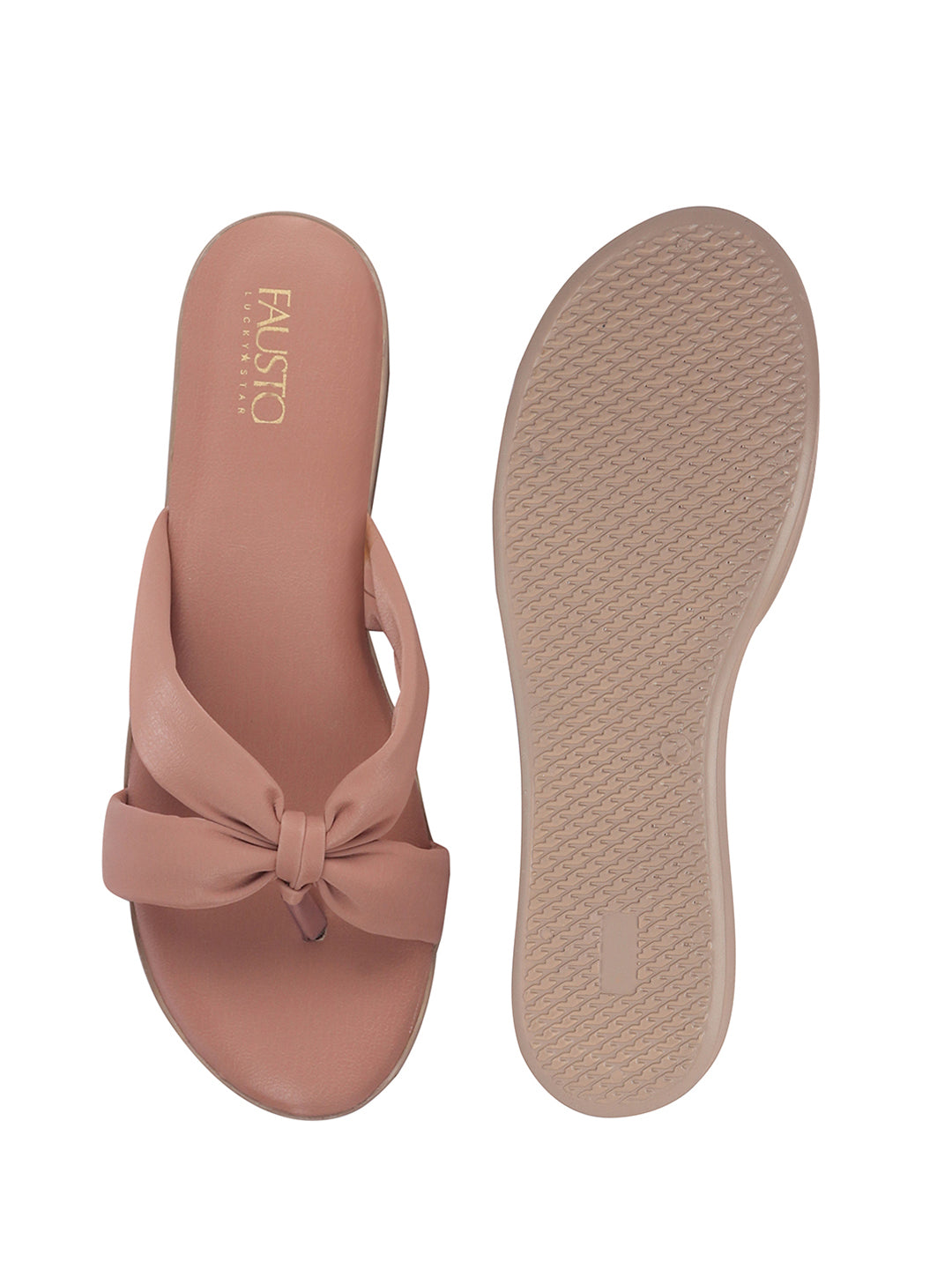 Women Pink Bow Design Dual Strap Office Party Ortho Slip On Sandals|T-Strap Thong Slippers|Light Traditional Outfits, Festive Kurtis, Salwar Suit Set