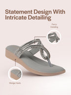 wedge heel ethnic slippers