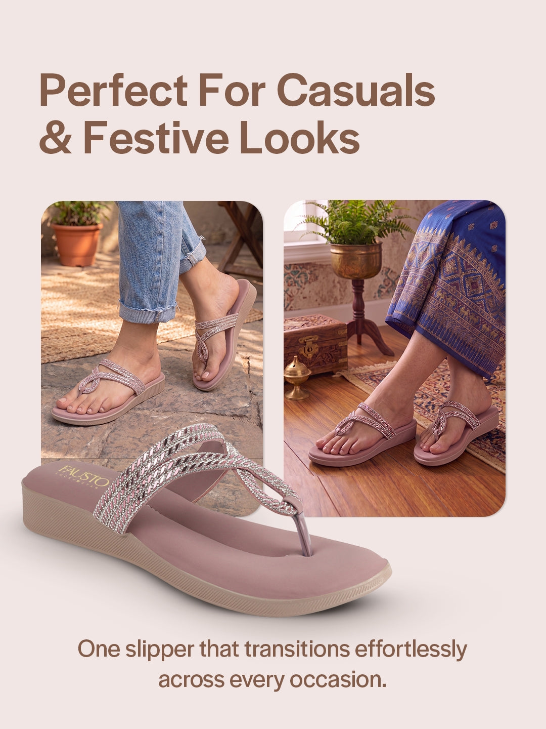 flat ethnic slippers women