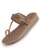 Women Khaki Toe Ring Ethnic Slip On Slippers with Rhinestone Strap|Wedge Ortho Comfort Sandals for Wedding, Party, Festives, Traditional Indian Outfits