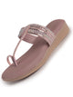 Women Lavender Toe Ring Ethnic Slip On Slippers with Rhinestone Strap|Wedge Ortho Comfort Sandals for Wedding, Party, Festives, Traditional Indian Outfits