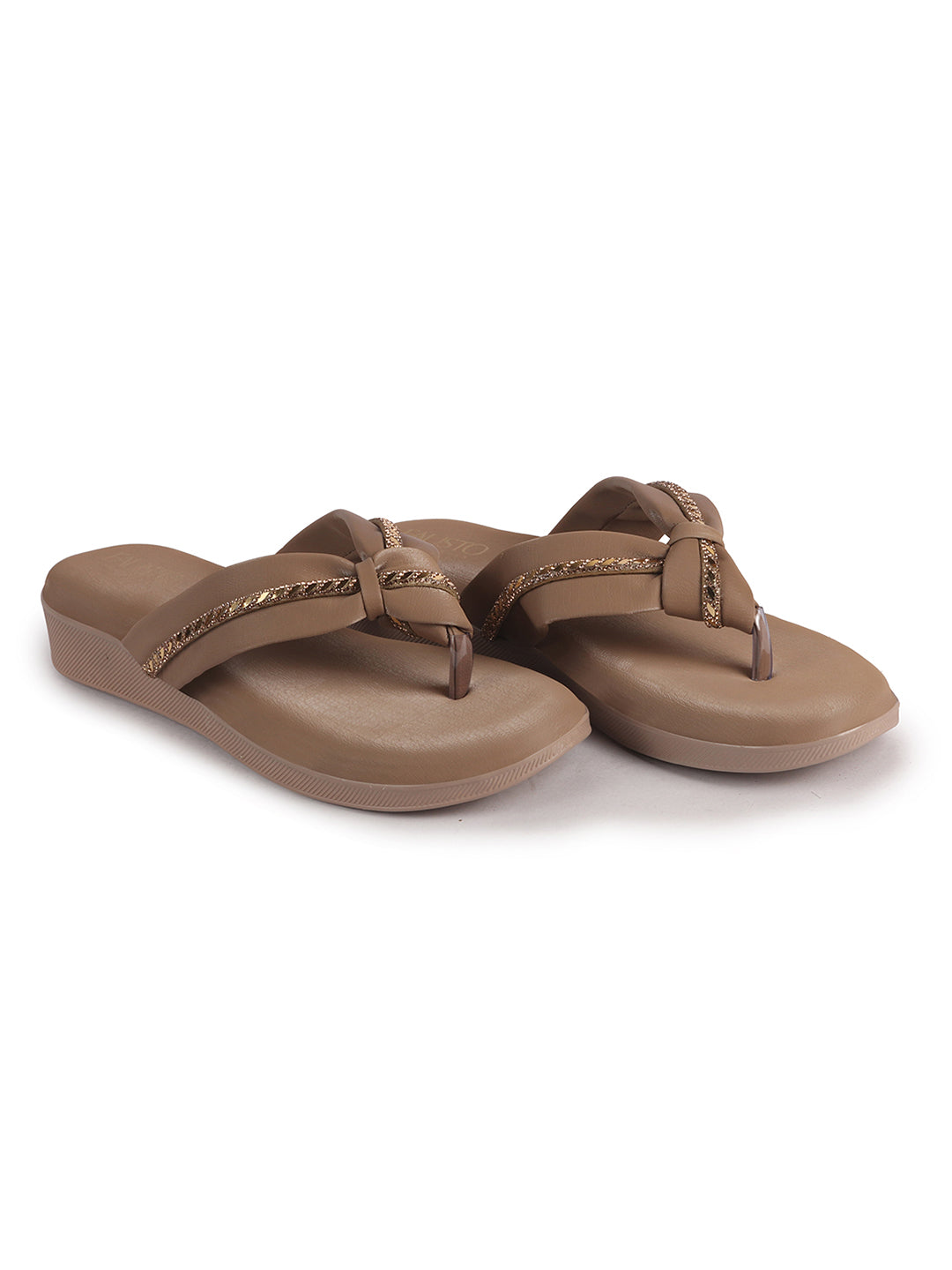 wedge heel ethnic slippers