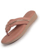 Women Pink Crystal Rhinestone T-Strap Slip-On Slippers with Anti Skid Sole|Memory Cushioned Footbed Comfortable Flats for Office, Casual, Festive Outfits