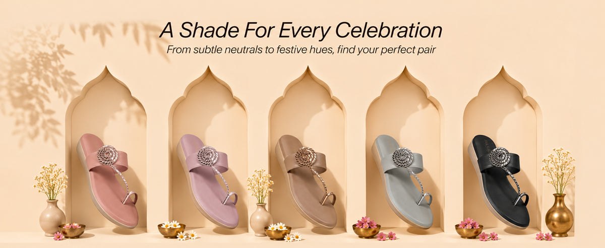Women Grey Toe Ring Ethnic Slip On Slippers with Rhinestone Floral Strap|Memory Cushioned Insole Wedge Ortho Sandals for Wedding, Traditional Festive Outfits