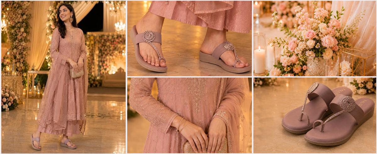 Women Grey Toe Ring Ethnic Slip On Slippers with Rhinestone Floral Strap|Memory Cushioned Insole Wedge Ortho Sandals for Wedding, Traditional Festive Outfits