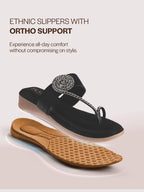 wedge heel ethnic slippers